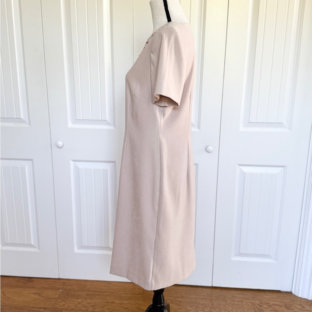 Jessica Howard Beige Beaded Neck Sheath Dress Wedding Guest Party Cocktail 12 - Picture 5 of 15